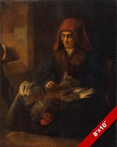 240x300 Plucking A Rooster Chicken Fowl 1600's Painting Art Real Canvas - 1600s Painting