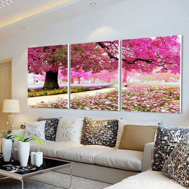 640x640 Oriental Cherry Sakura Canvas Painting Modern Wall Art For Home - 16x20 Canvas Painting