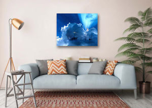300x214 Angel Sitting Cloud Art Poster Prints Wall Room Decor Canvas - 16x20 Canvas Painting