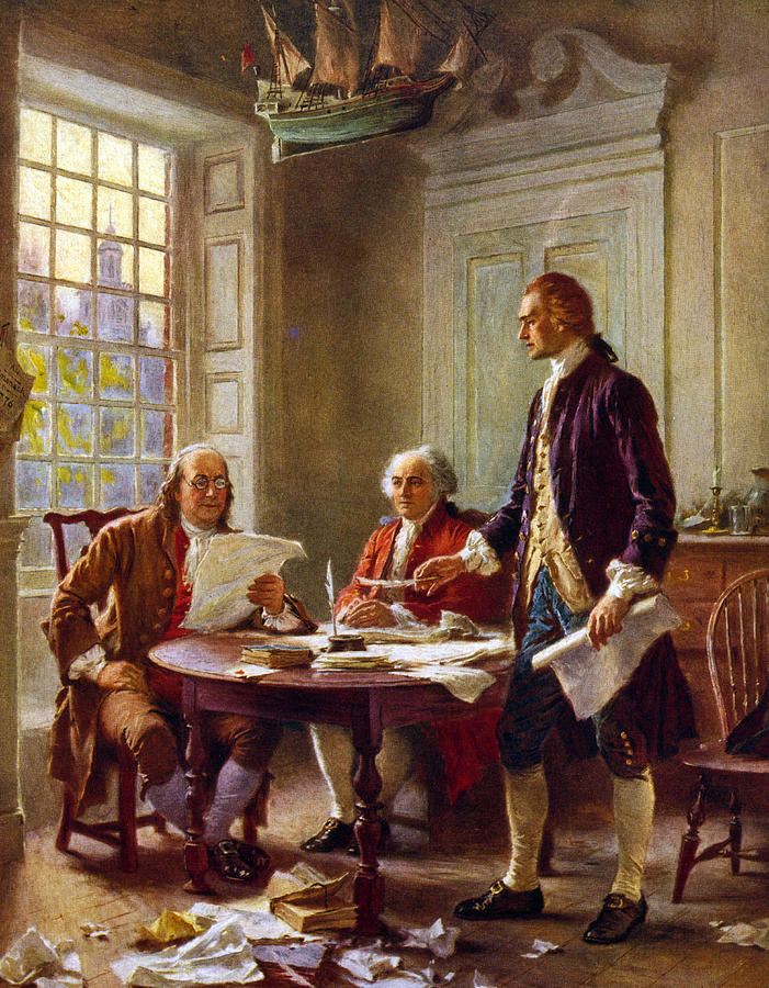 701x900 Writing The Declaration Of Independence, 1776, Painting By Leon - 1776 Painting