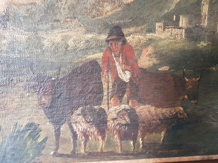 700x525 Antique Oil Paint On Canvas - 1800s Painting