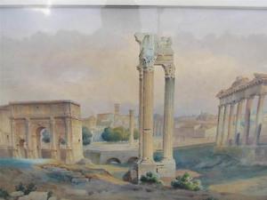 300x225 Fantastic 1800s Antique Italian Architecture Painting By Girolamo - 1800s Painting