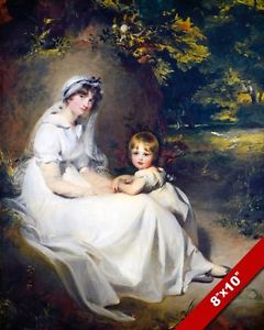 240x300 Young Mother Amp Child Son In Garden 1800's Painting Art Real Canvas - 1800s Painting