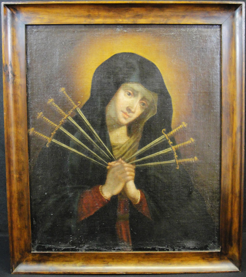 798x900 Antique Religious Painting 18th Century Madonna Of The Seven - 18th Century Painting