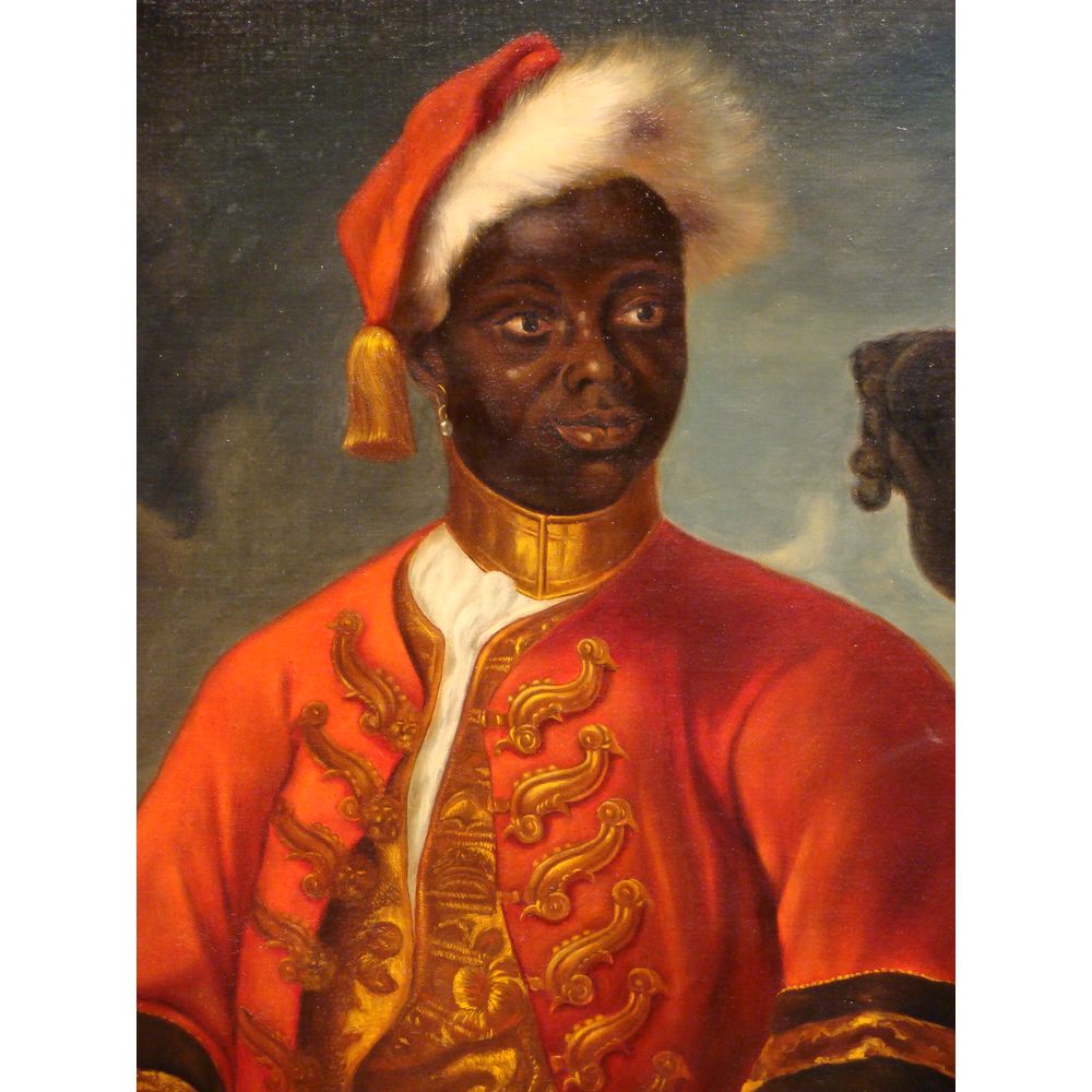 1000x1000 Highly Decorative Black Gentleman Oil On Canvas Painting - 18th Century Painting