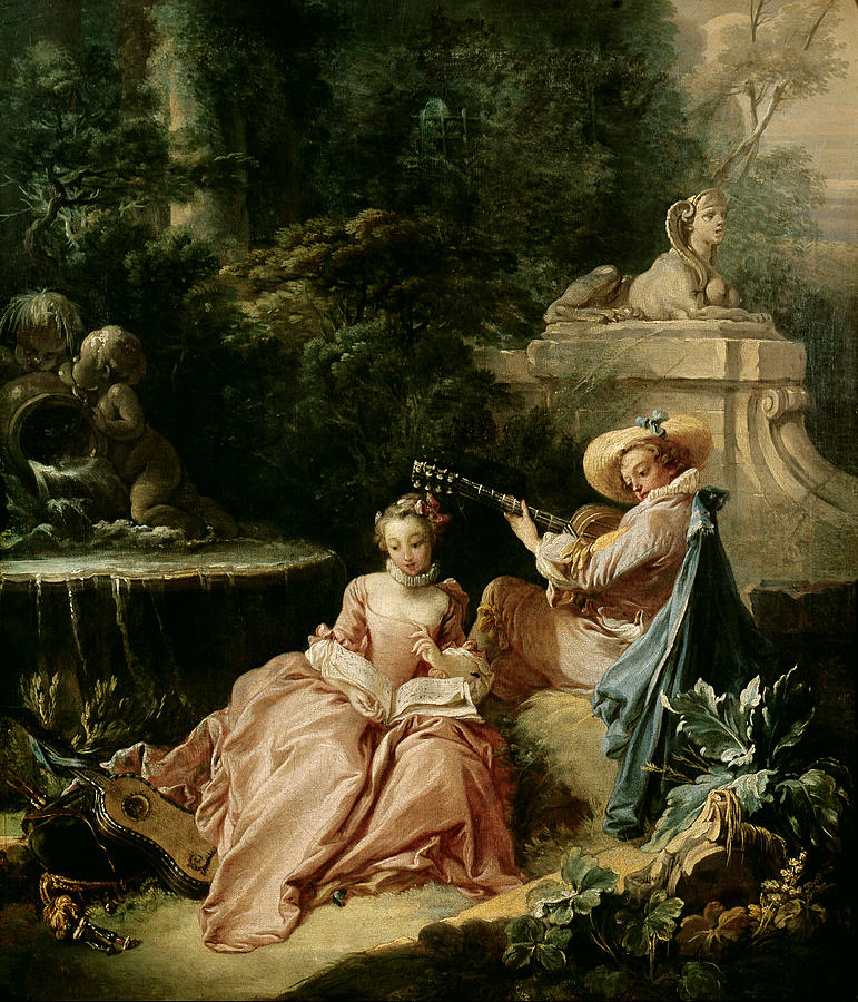 771x900 The Music Lesson Painting By Francois Boucher - 18th Century Painting