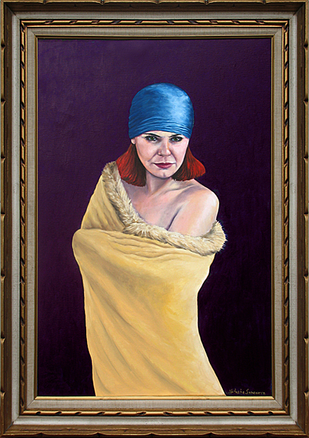 437x620 Contemporary Woman Artist's Self Portrait As The 1920's Flapper - 1920s Portrait Painting