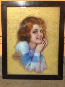 225x300 1920's Vintage A D Neville Original Young Woman Pastel Framed - 1920s Portrait Painting