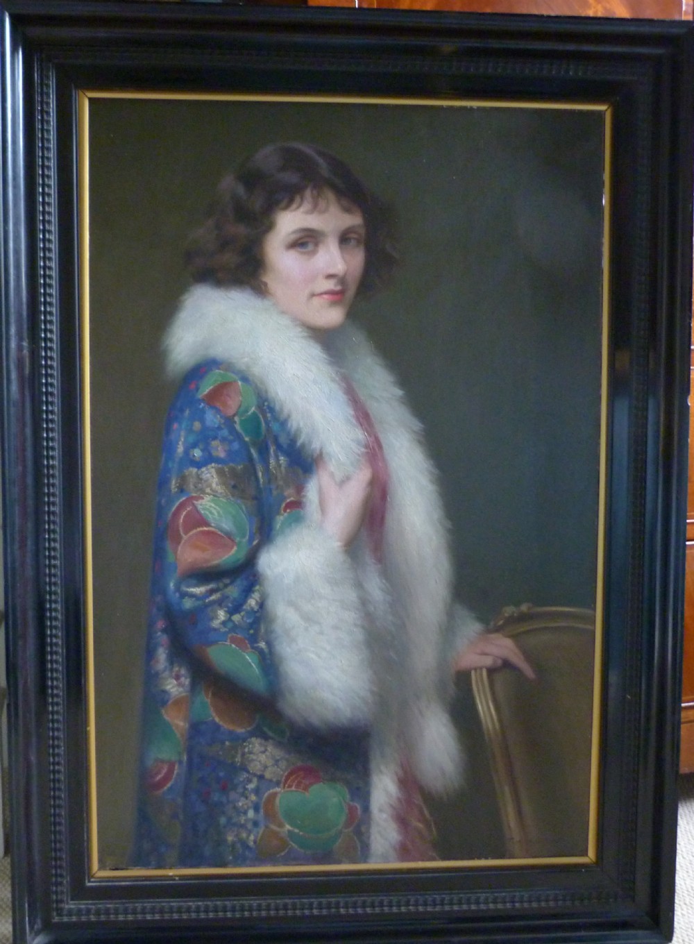1000x1360 Portrait Of Miss Sharpe, 1920s By Thomas William Holgate R.b.a. - 1920s Portrait Painting
