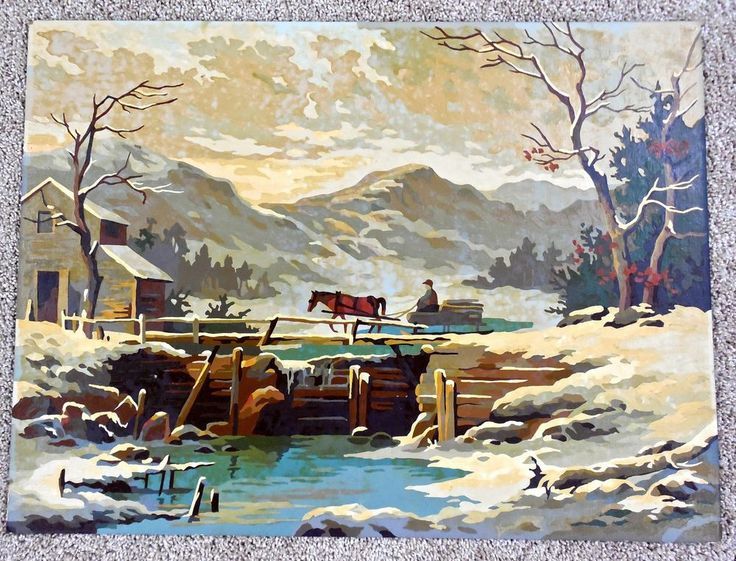 736x561 1950 Paint By Number Vintage 1950's Paint By Number Oil Painting - 1950 Painting
