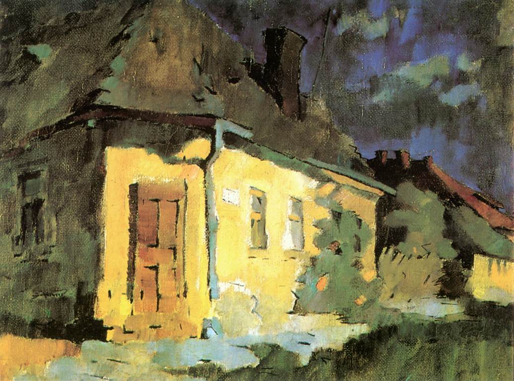 1037x770 Street Corner 1950 Painting Oszkar Nagy Oil Paintings - 1950 Painting