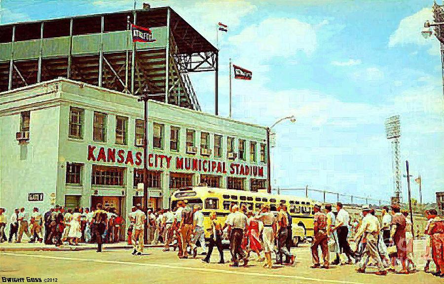 900x576 Kansas City Municipal Stadium In The 1950's Painting By Dwight Goss - 1950s Painting