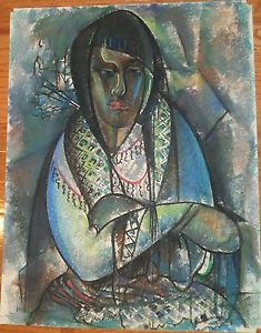 235x300 Mexican Village Woman Pastel Painting 1950s Armando Sozio Ebay - 1950s Painting