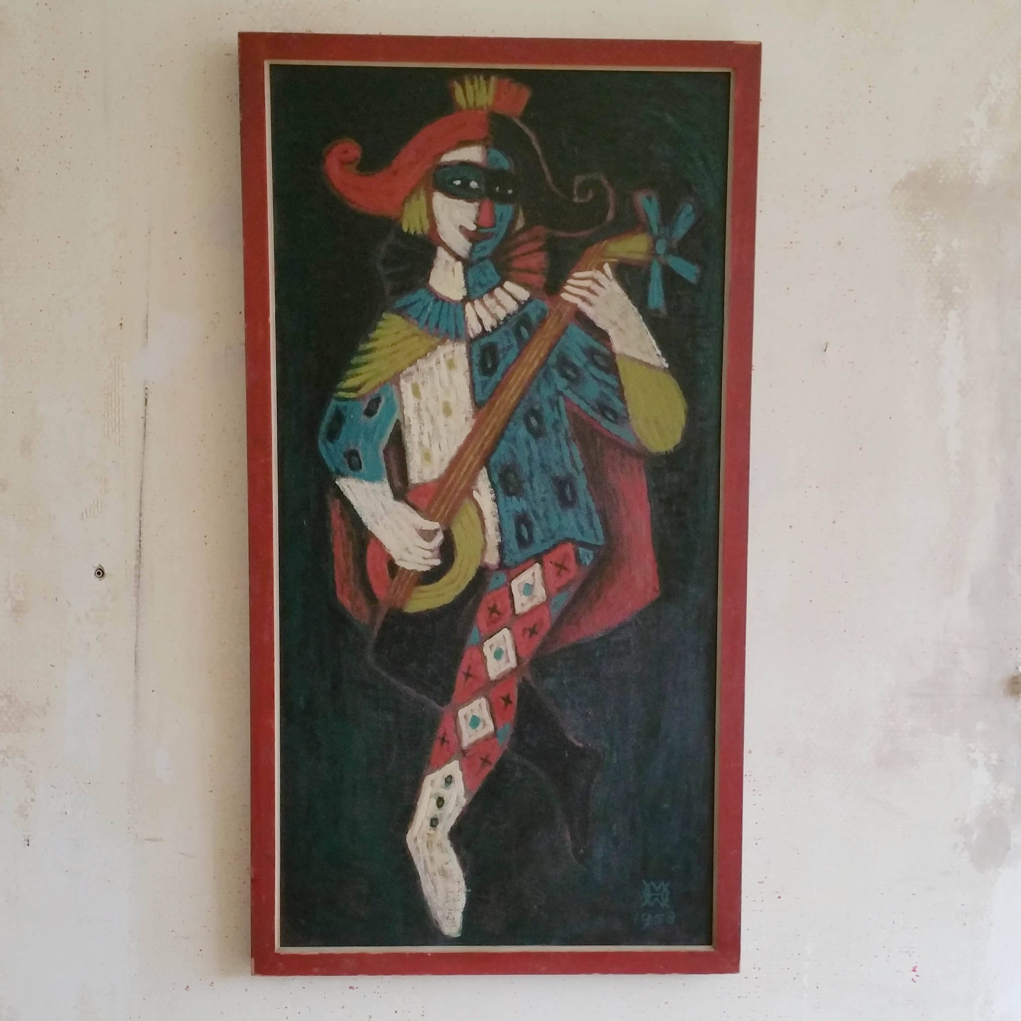 2062x2062 Oil Painting Of Harlequin, 1950s - 1950s Painting