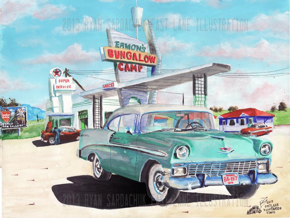 960x720 Stopping At Eamon's (1956 Belair Painting) By Fastlaneillustration - 1950s Painting
