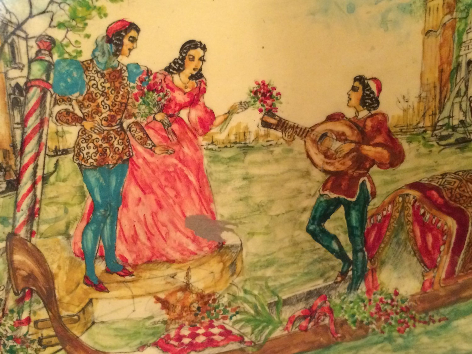 1500x1125 1950s Wooden Trinket Box Decorated With An Original Painting By - 1950s Painting