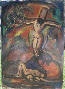 220x300 Christ, Mary Magdalene, Followers Amp Death Oil Painting 1960s Maxim - 1960s Painting