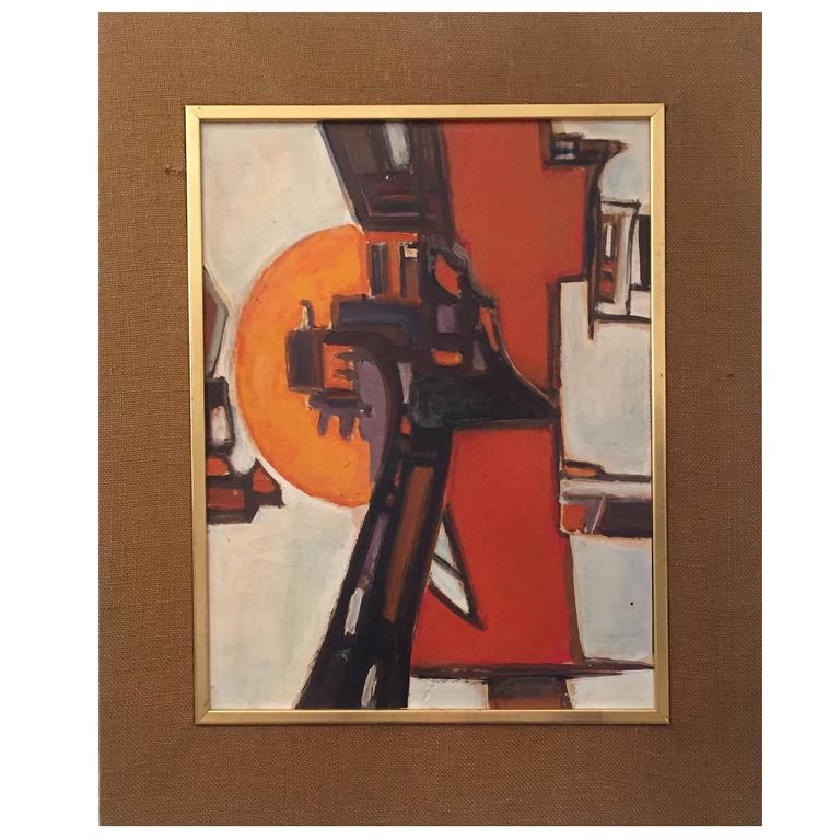 768x768 1960s, Fabrizio Plessi Italian Abstract Oil Painting From Orler - 1960s Painting