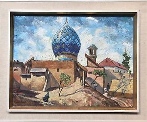 300x249 Nadia Werbitzky Tehran Mosque Original Oil Painting, Signed - 1960s Painting