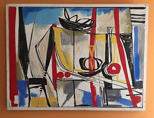 300x230 1960s Henry C Meyer Mid Century Primary Colors Art Painting - 1960s Painting