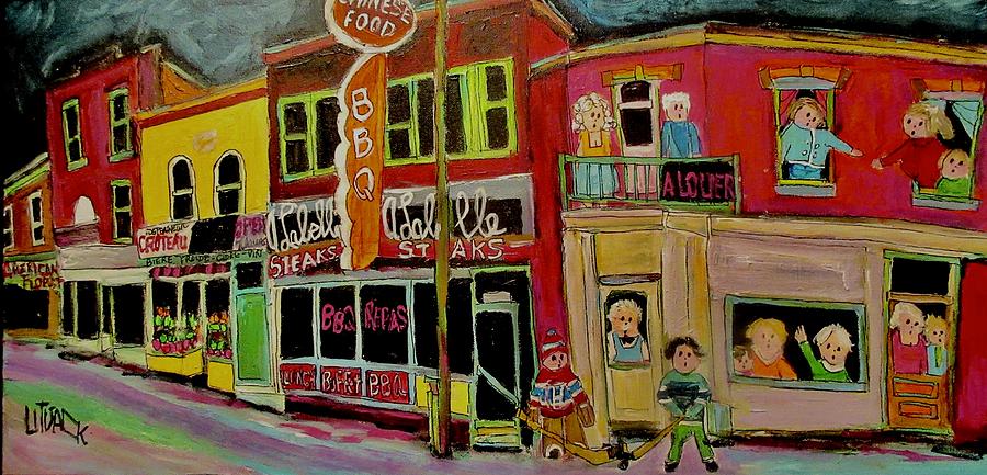 900x433 Verdun Shopping Stores 1980's Painting By Michael Litvack - 1980s Painting
