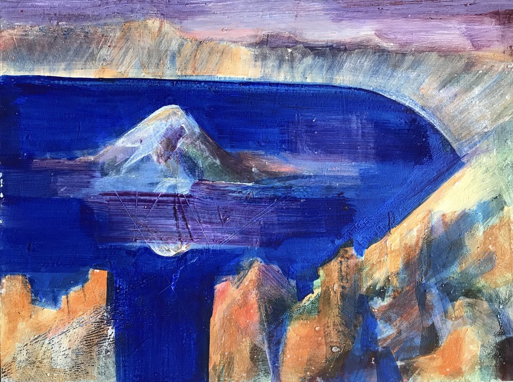 1000x745 Vintage 1980s Painting Island In The Lake Mgh Discovered Art - 1980s Painting