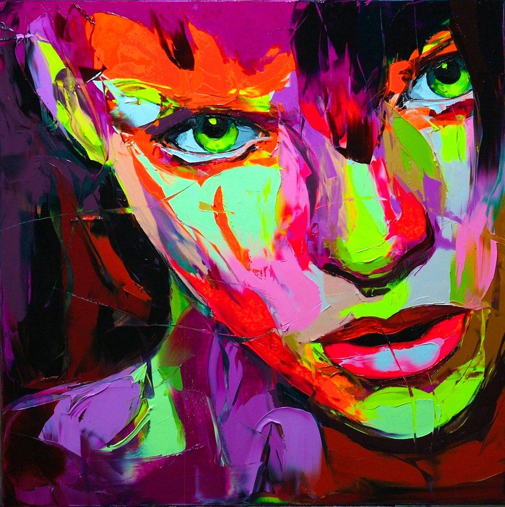 992x996 Art Dramatic Polychrome Colour Portraits By Nielly - 1980s Painting