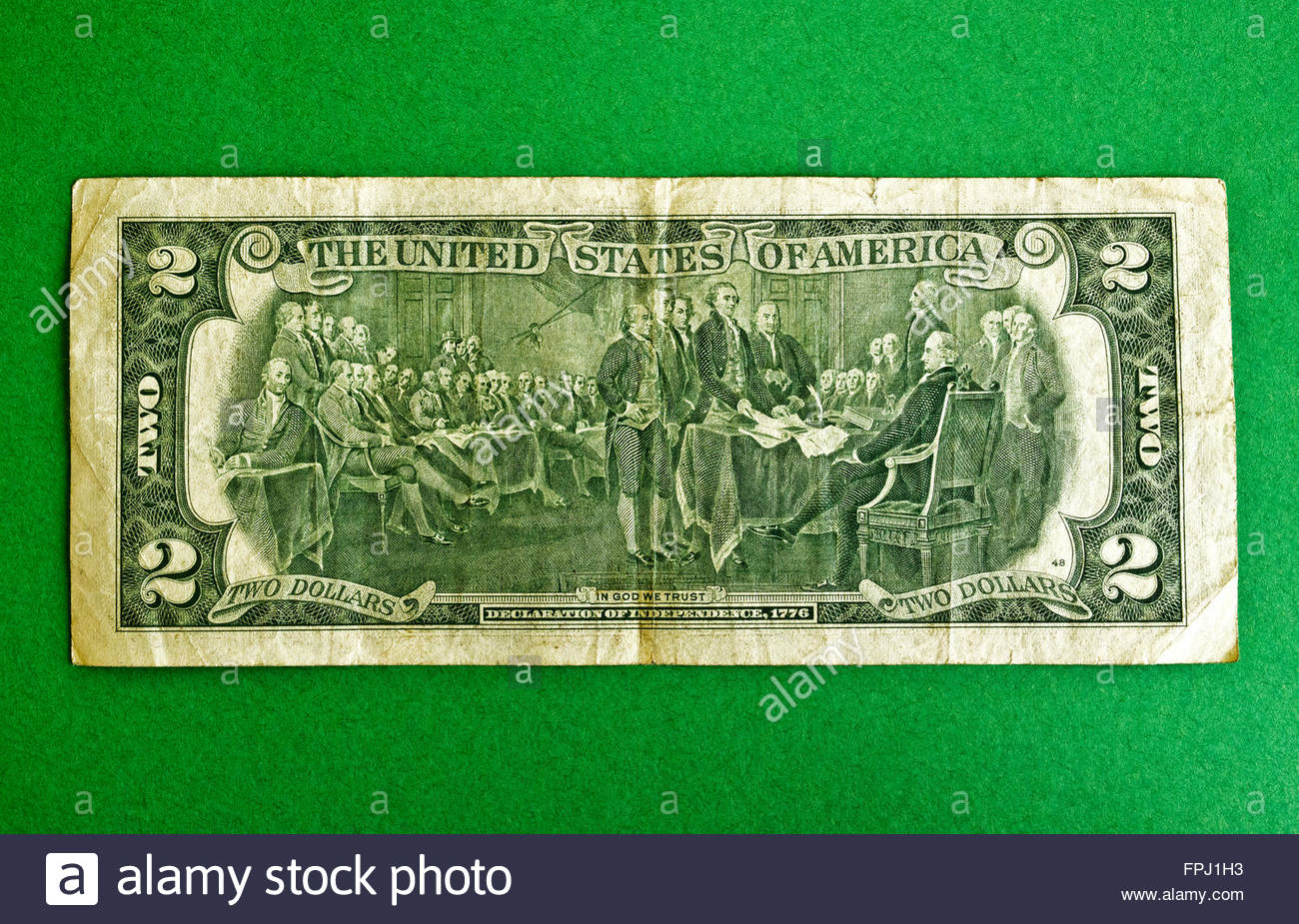 1300x925 The Backside Of This Much Used U.s. Two Dollar Bill Is - 2 Dollar Bill Painting