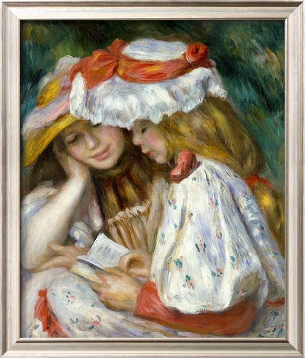 623x730 Two Girls Reading, Wholesale Pierre Auguste Renoir Oil Painting - 2 Girls Painting