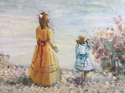 400x300 Vintage John Livesey (1926 1990) Signed Oil Painting 2 Girls - 2 Girls Painting