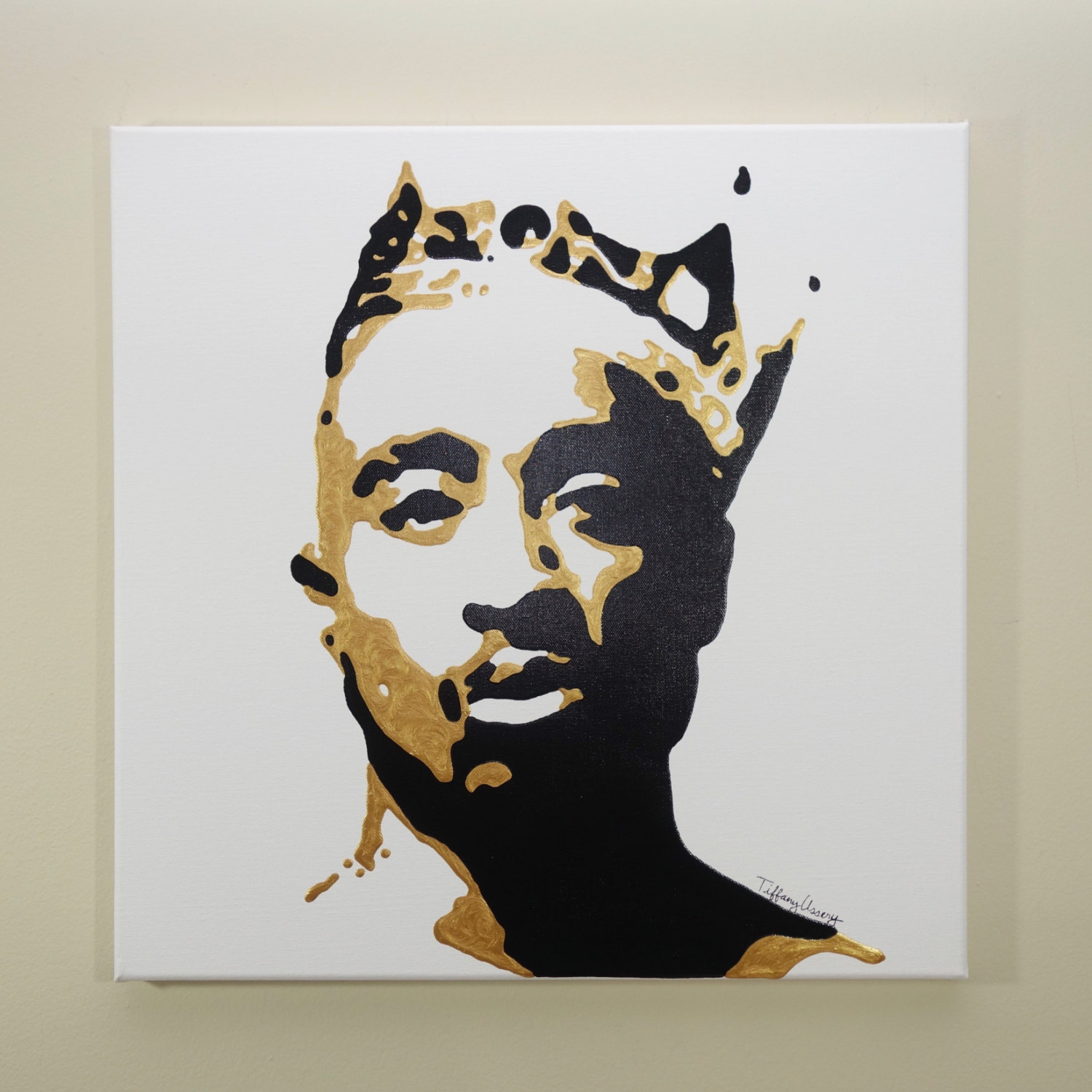 1500x1500 Tupac Painting 20x20 Hip Hop Art Pop Art Black And Gold - 2 Pac Painting