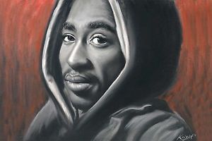300x200 2pac Painting Tupac Shakur Artwork Bishop Signed Stretched Canvas - 2 Pac Painting