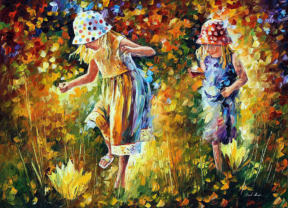 1000x724 Two Sisters Palette Knife Oil Painting On Canvas By Leonid - 2 Sisters Painting