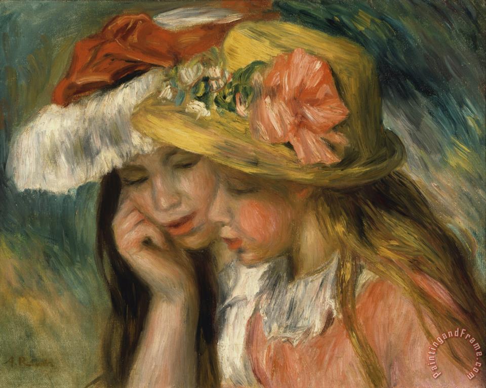 960x767 Pierre Auguste Renoir Tetes De Deux Jeunes Filles [Also Known As - 2 Sisters Painting