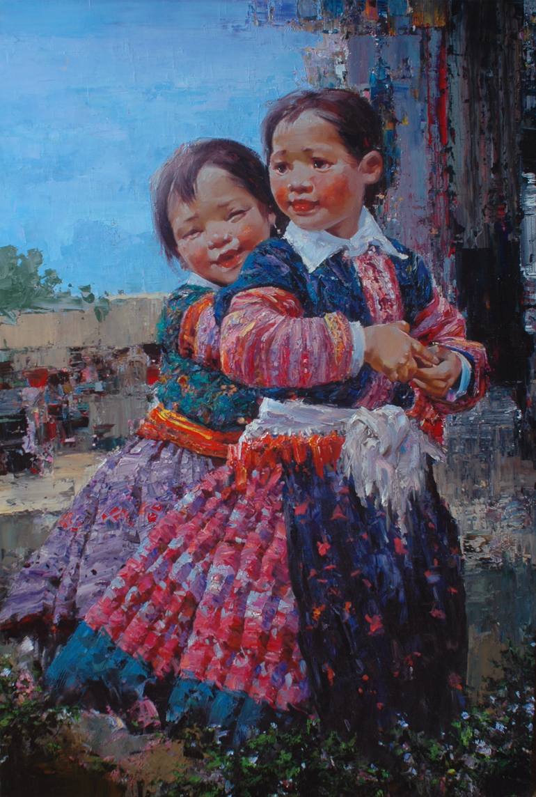 770x1144 Saatchi Art 2 Sisters Painting By Ha Nguy Dinh - 2 Sisters Painting