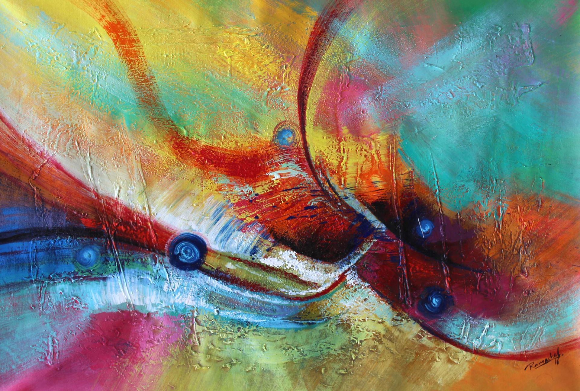 1920x1295 Abstract Paintinng Color Game Acrylic On Canvas 24x36 Painting - 24x36 Painting