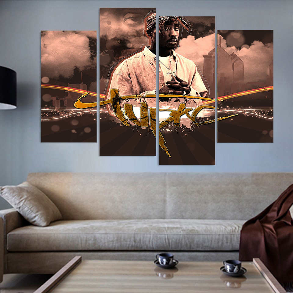 960x960 4 Panels Canvas Painting 2pac Tupac Amaru Canvas Painting Home - 2pac Canvas Painting