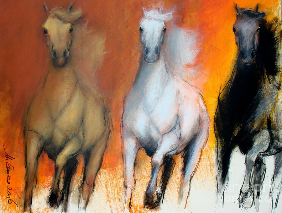 900x678 Horse Front Study 3 6 Painting By Milenko Katic - 3 Horses Painting
