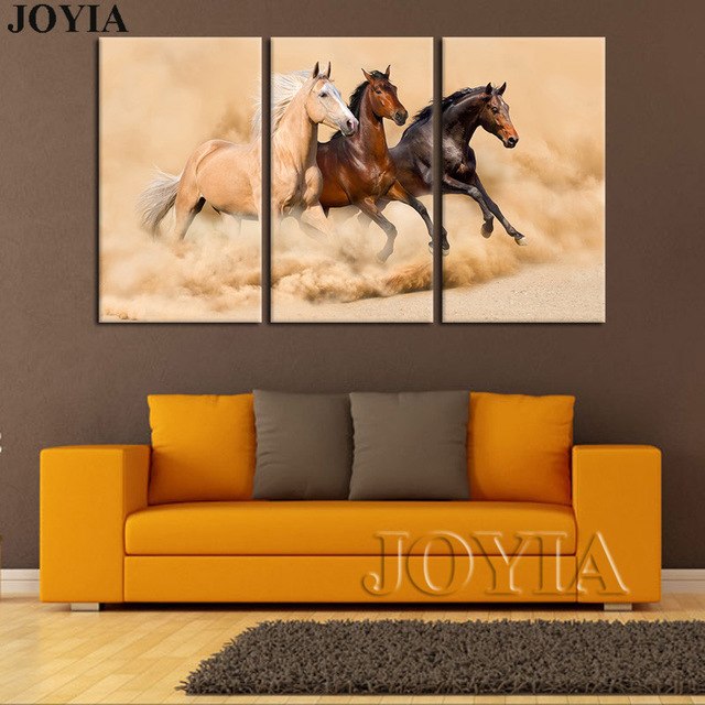 640x640 Large Horse Painting Canvas Print Wall Art 3 Piece Horses Running - 3 Horses Painting