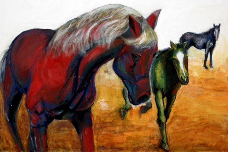 770x513 Saatchi Art 3 Horses Painting By Chika Wu - 3 Horses Painting