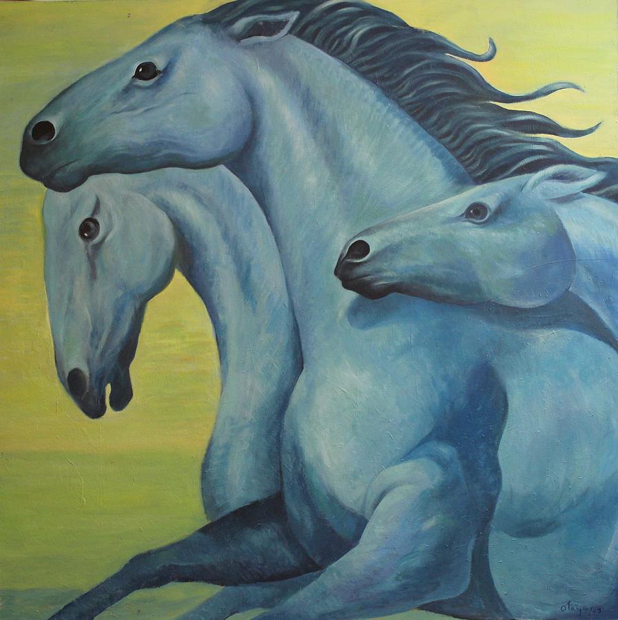 897x900 3 Horses Painting By Olaya Gallery - 3 Horses Painting