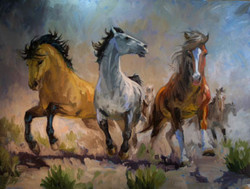 250x189 3 Horses Paintings - 3 Horses Painting