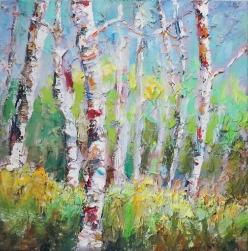 504x509 Daily Painters Of Texas New Spring Hues Palette Knife Aspen - 3 Hues Painting