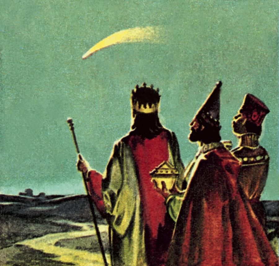 900x857 Three Wise Men Painting By English School - 3 Kings Painting