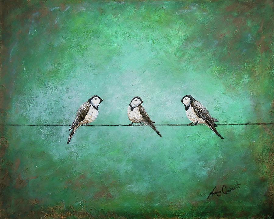 900x720 Three Little Birds Painting By Nancy Q Studio - 3 Little Birds Painting