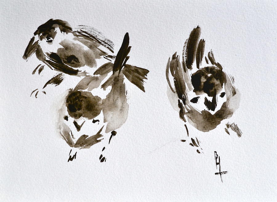 900x658 Three Little Birds Perch By My Doorstep Painting By Beverley - 3 Little Birds Painting