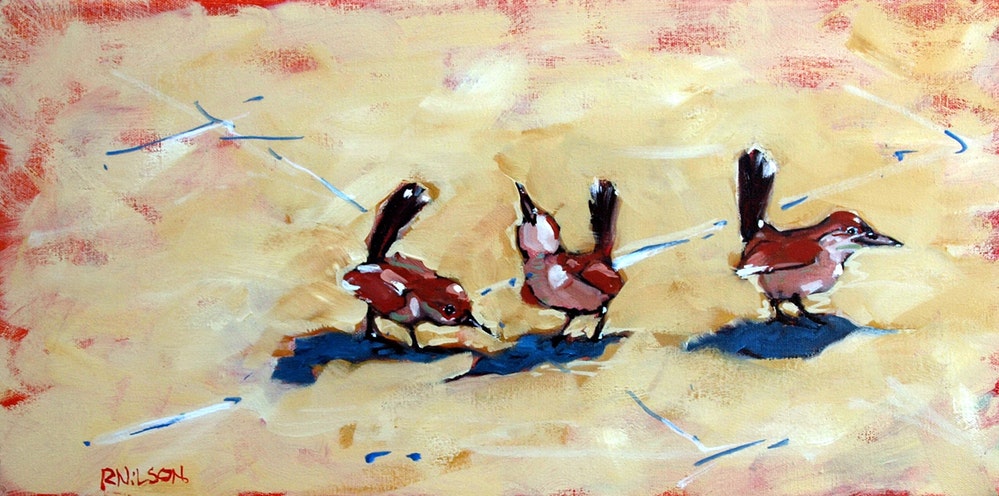 999x496 Three Little Birds By Artist Rick Nilson, - 3 Little Birds Painting