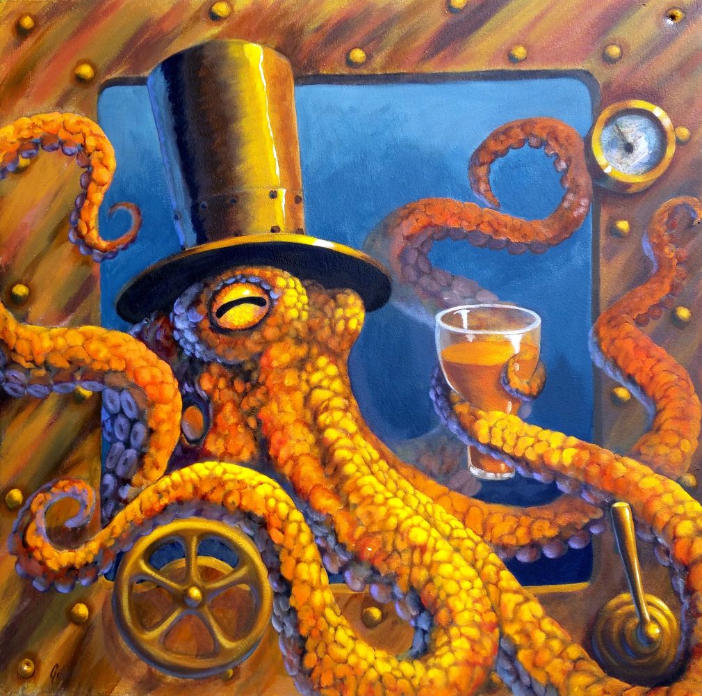 1010x1000 Fantasy Art By Gilead Drawings Paintings And Coloring Books - 3 Piece Octopus Painting