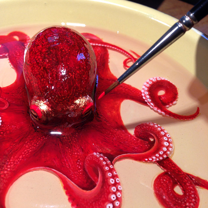 800x800 An Octopus Painted In Layers Of Resin By Keng Lye Colossal - 3 Piece Octopus Painting