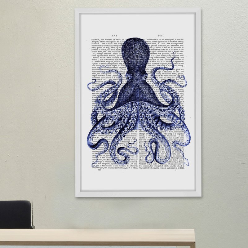 800x800 Blue Octopus 3' Framed Painting Print Joss Amp Main - 3 Piece Octopus Painting